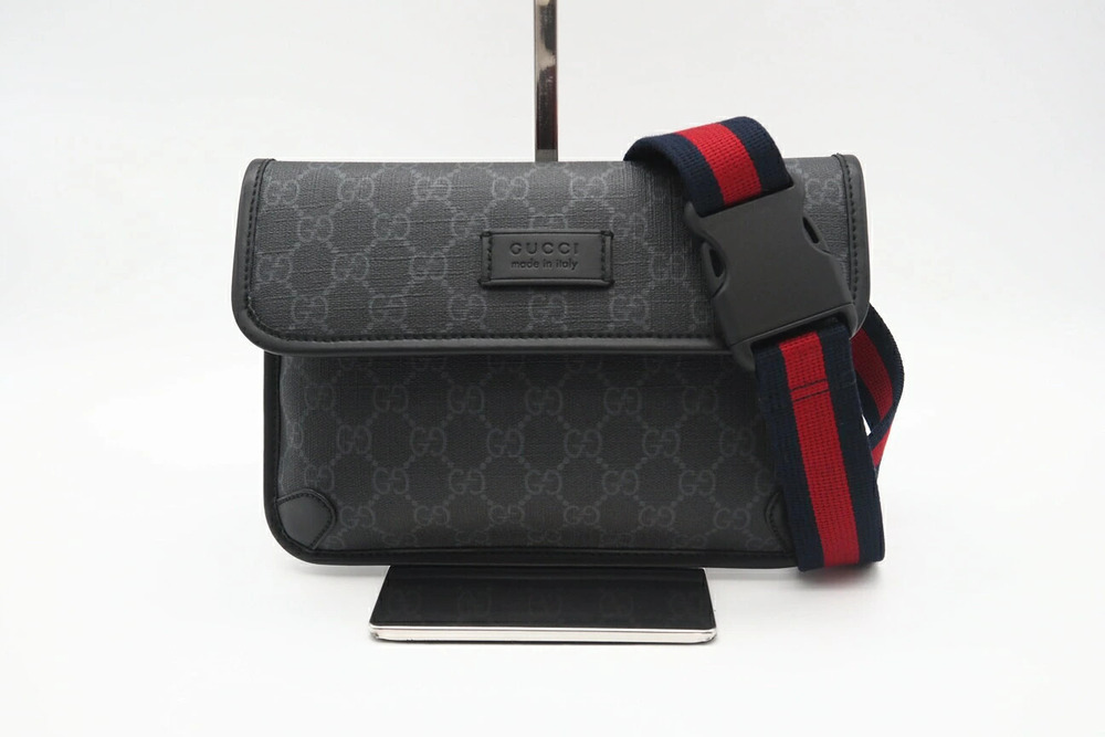 Gucci GG Supreme Leather Body Bag Black Gray Navy Blue Red Canvas